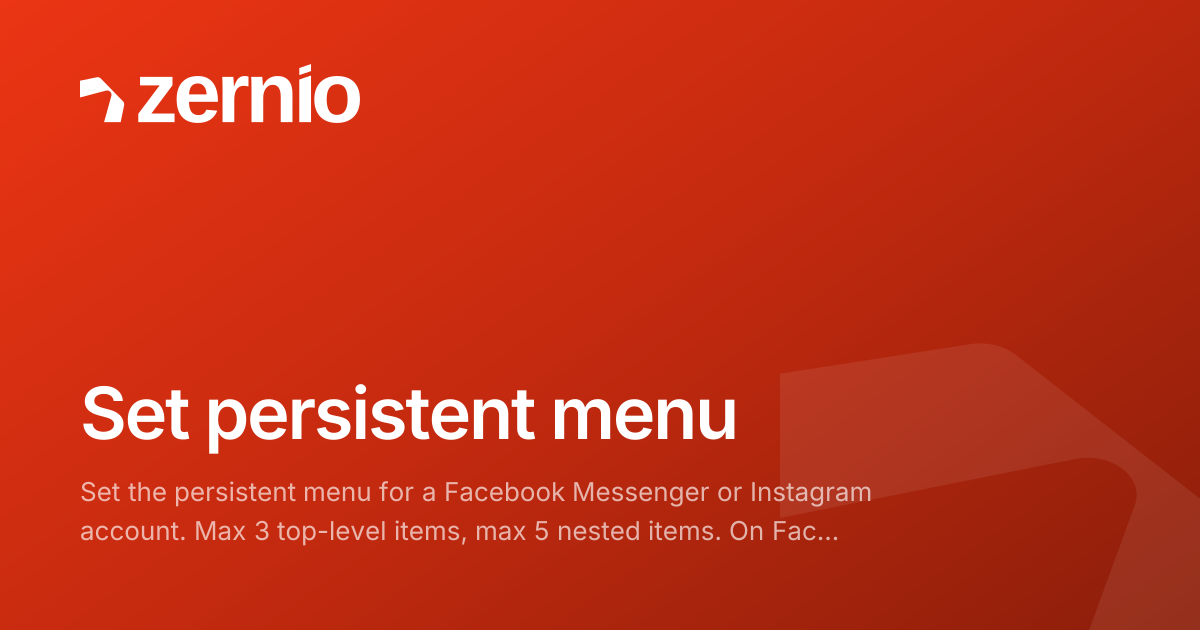Set FB persistent menu - API Reference