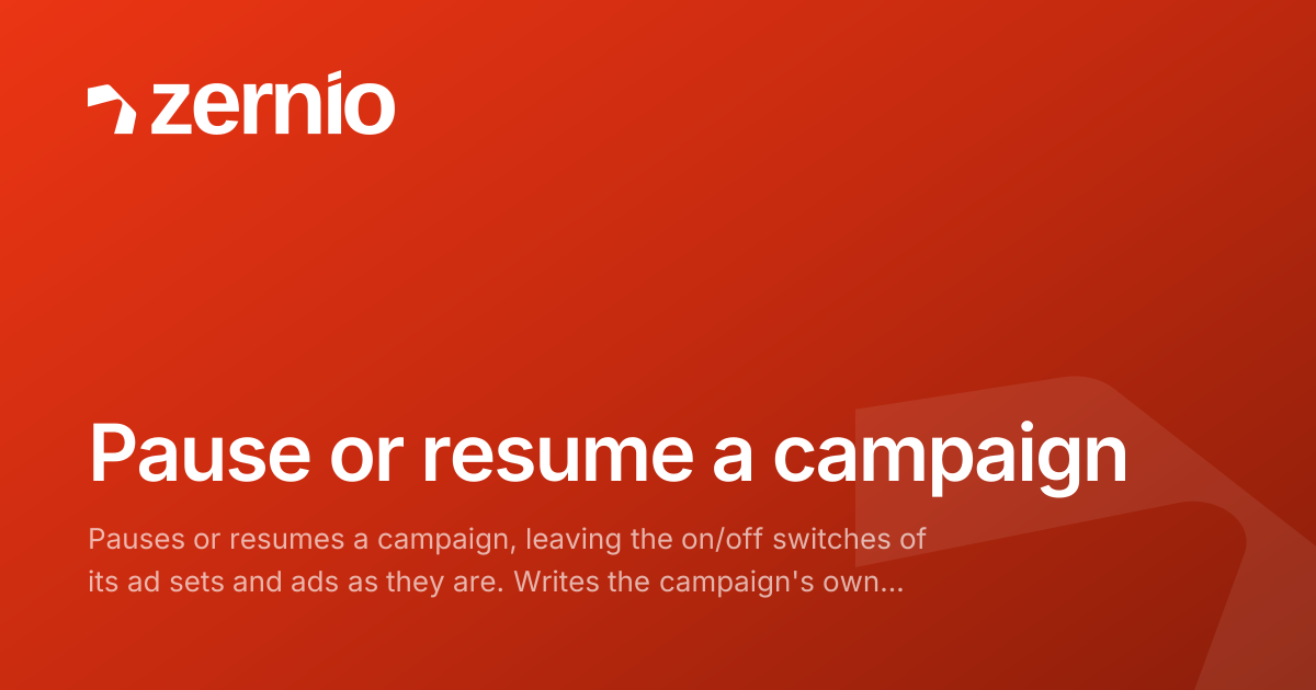 Pause or resume a campaign - API Reference