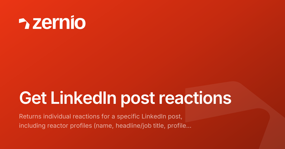 Get LinkedIn post reactions - API Reference