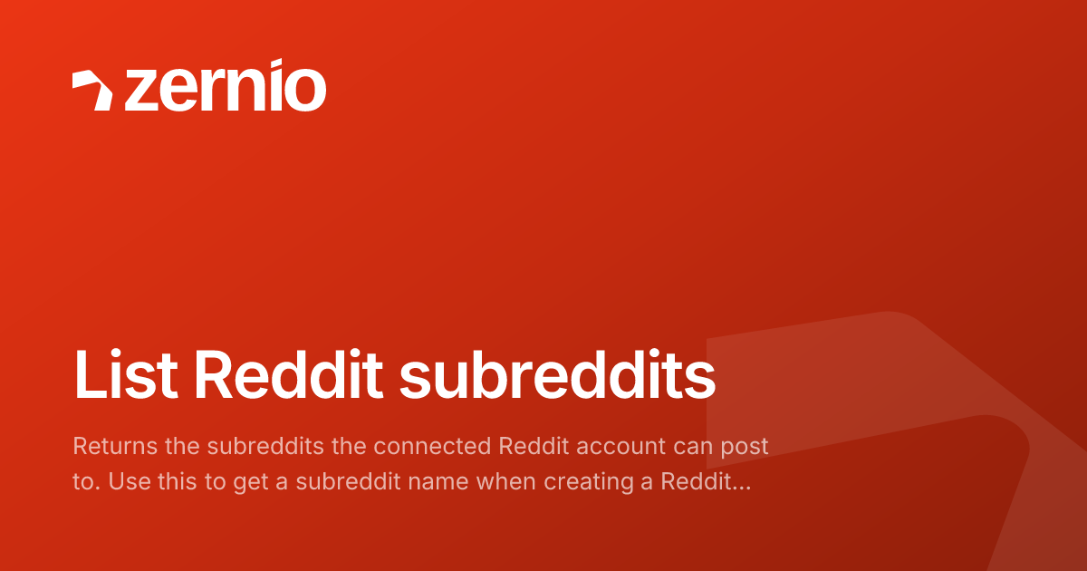 List Reddit subreddits - API Reference