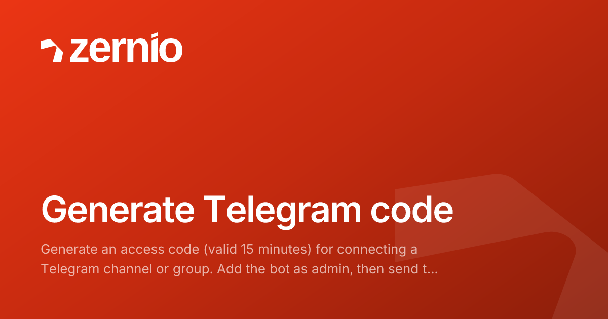 Generate Telegram code - API Reference