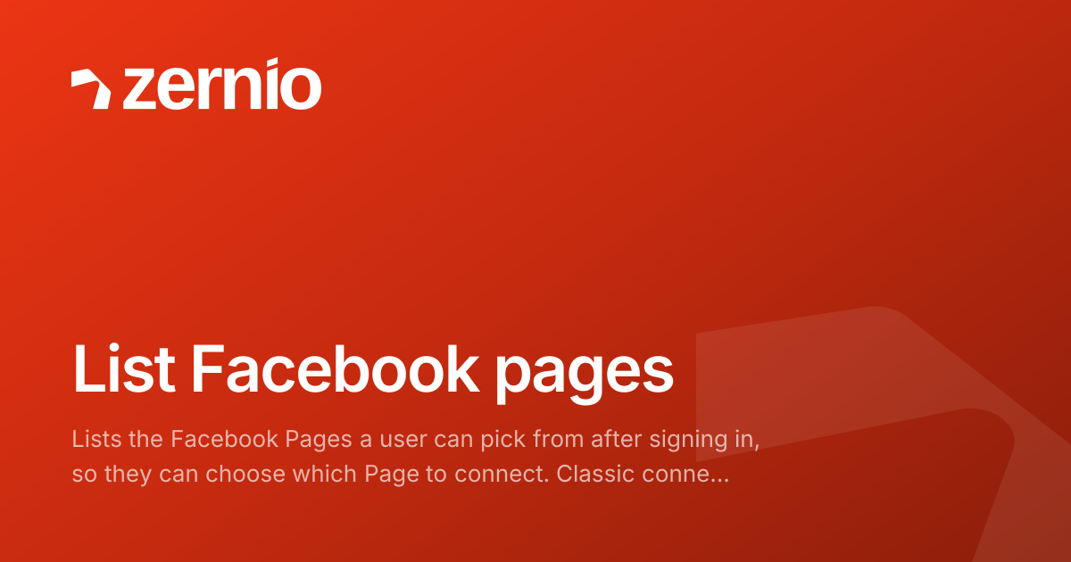 List Facebook pages - API Reference
