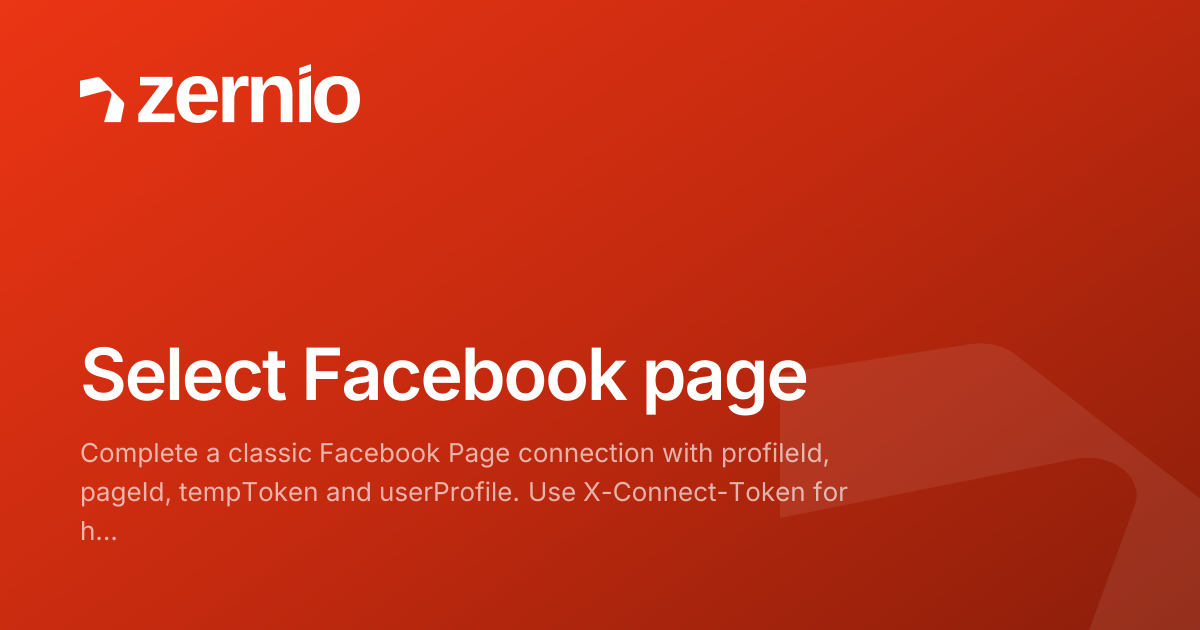 Select Facebook page - API Reference