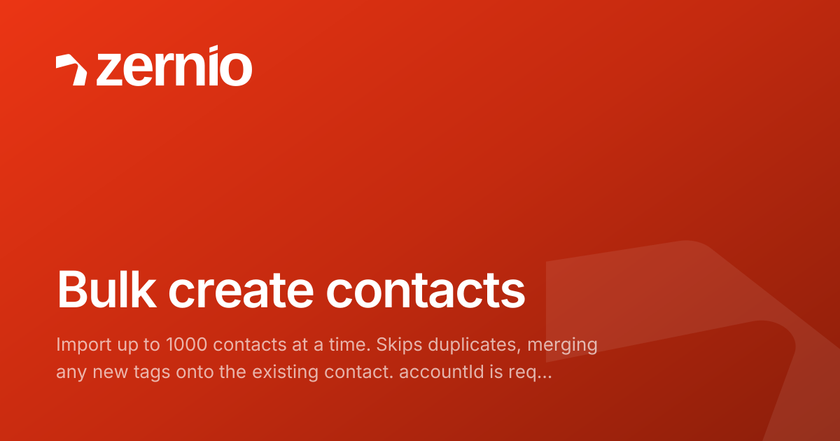 Bulk create contacts - API Reference