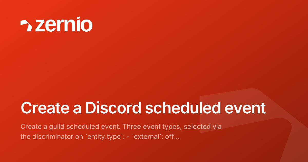 Create a Discord scheduled event - Zernio API