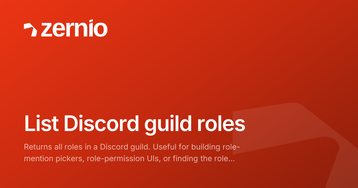List Discord guild roles - Zernio API