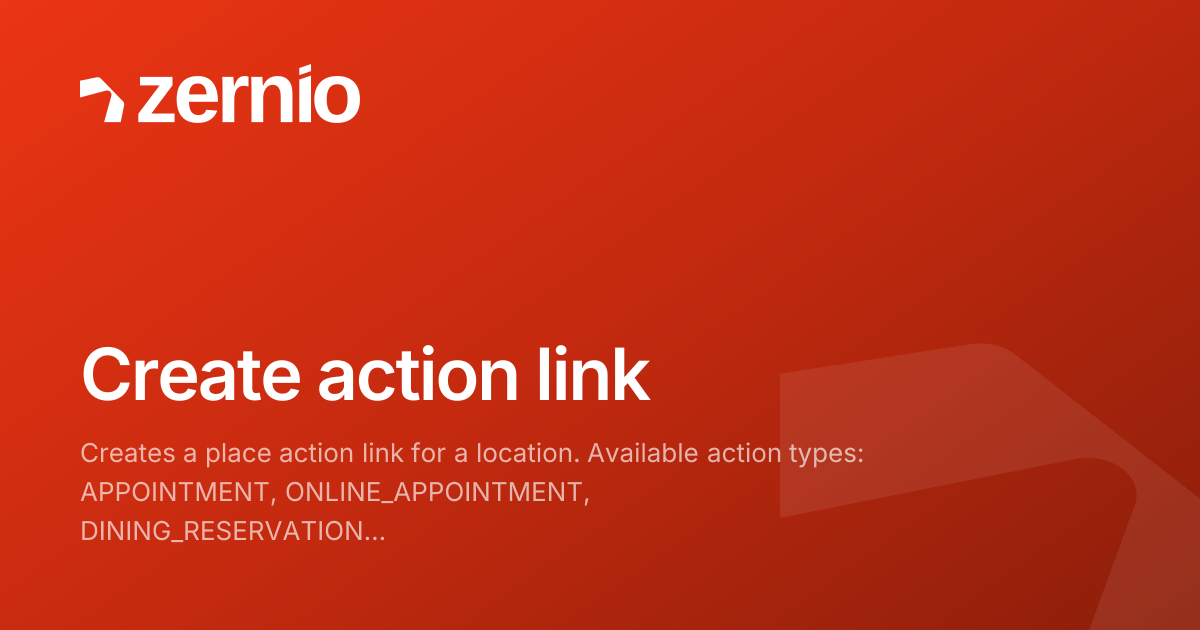 Create action link - API Reference