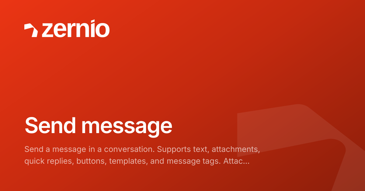 Vendengine Sendmessage Send message - API Reference