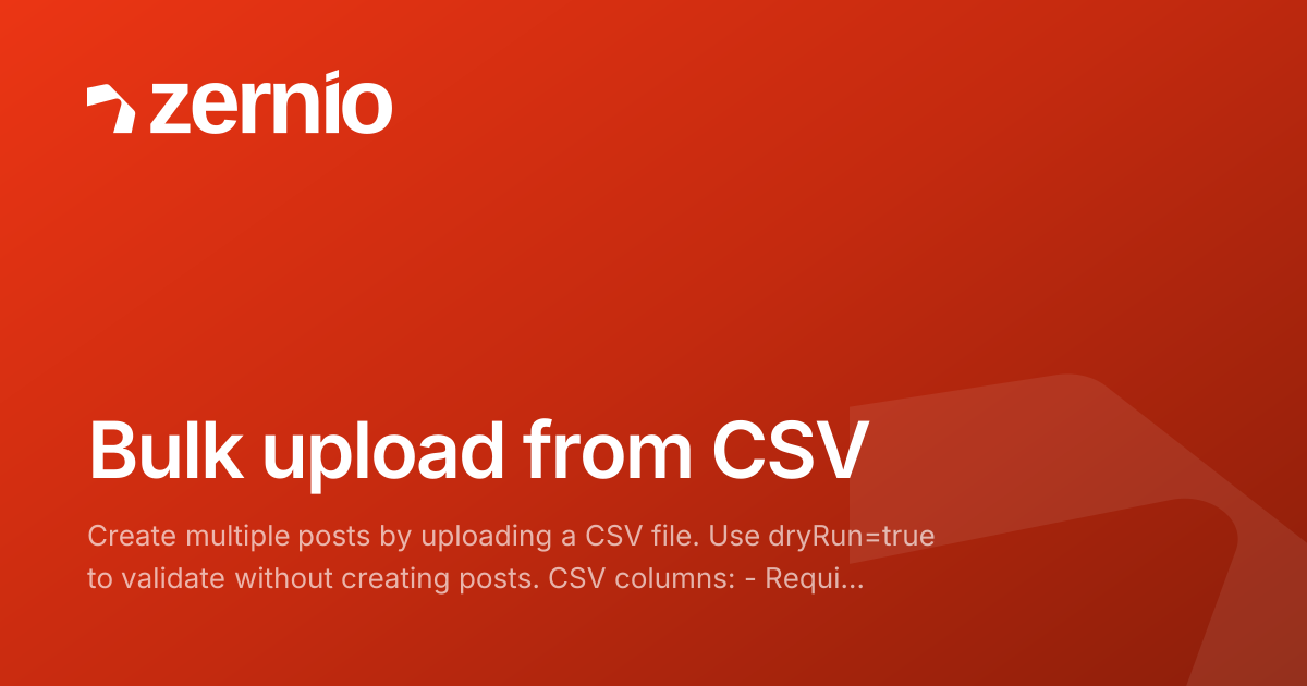 Bulk upload from CSV - API Reference