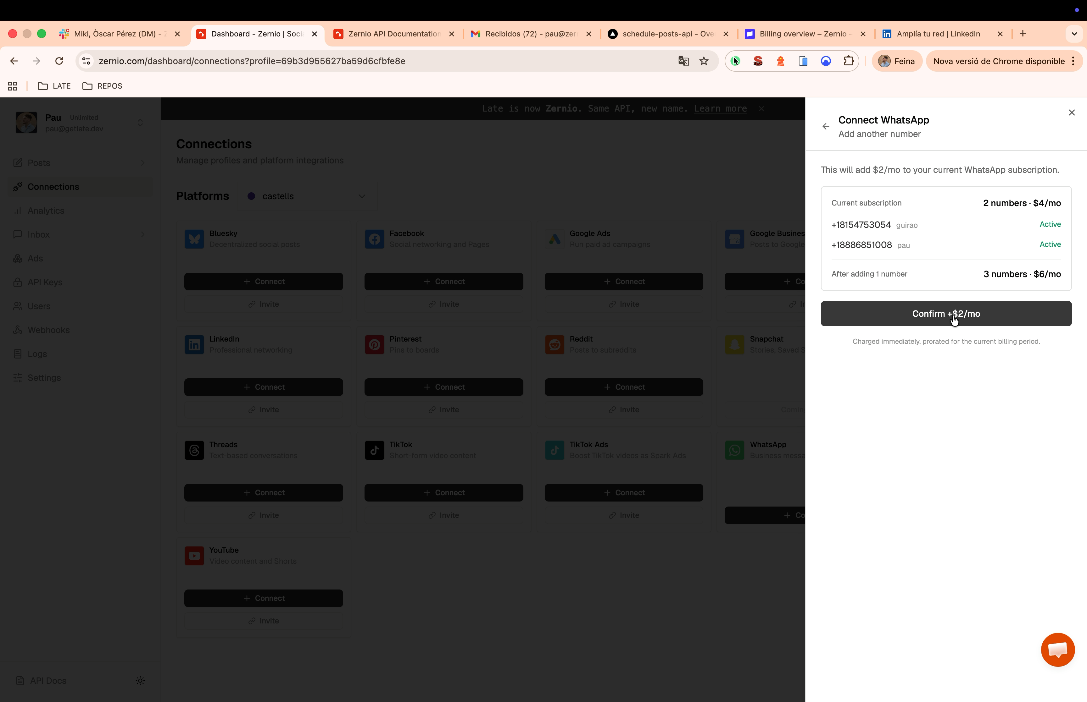 Confirm your phone number purchase