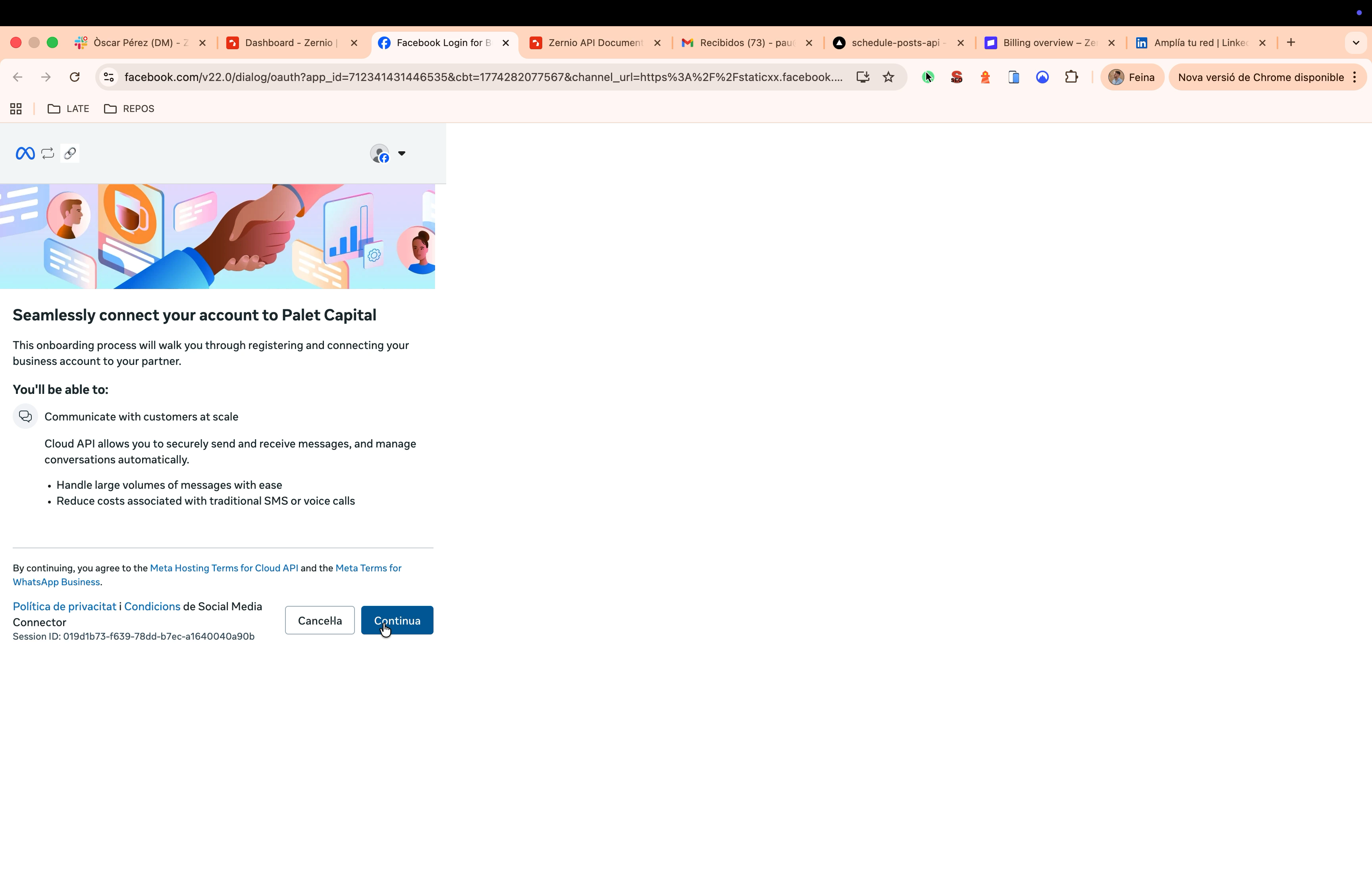 Meta Embedded Signup - create or choose account