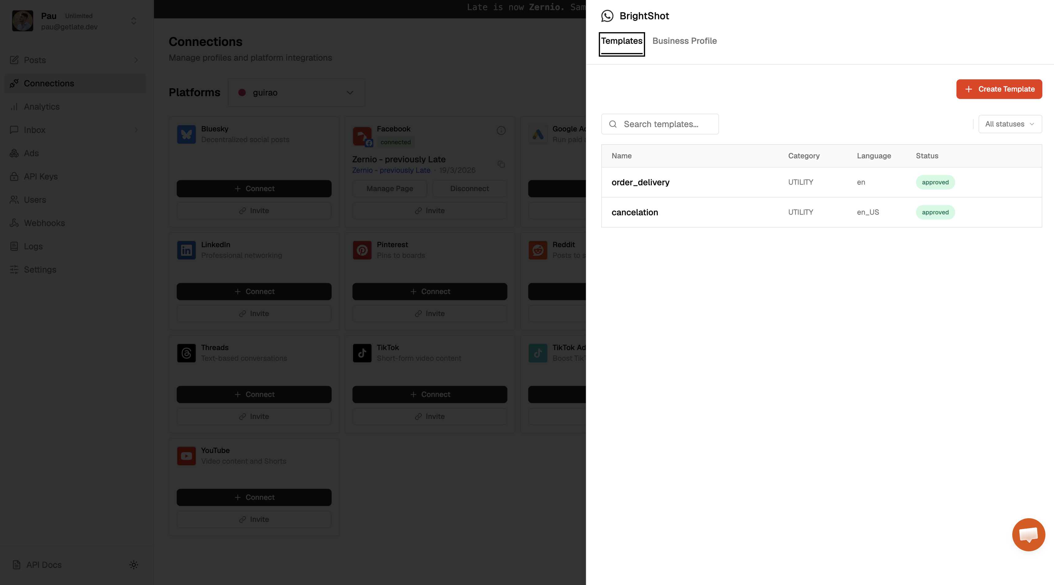 View and manage your WhatsApp templates